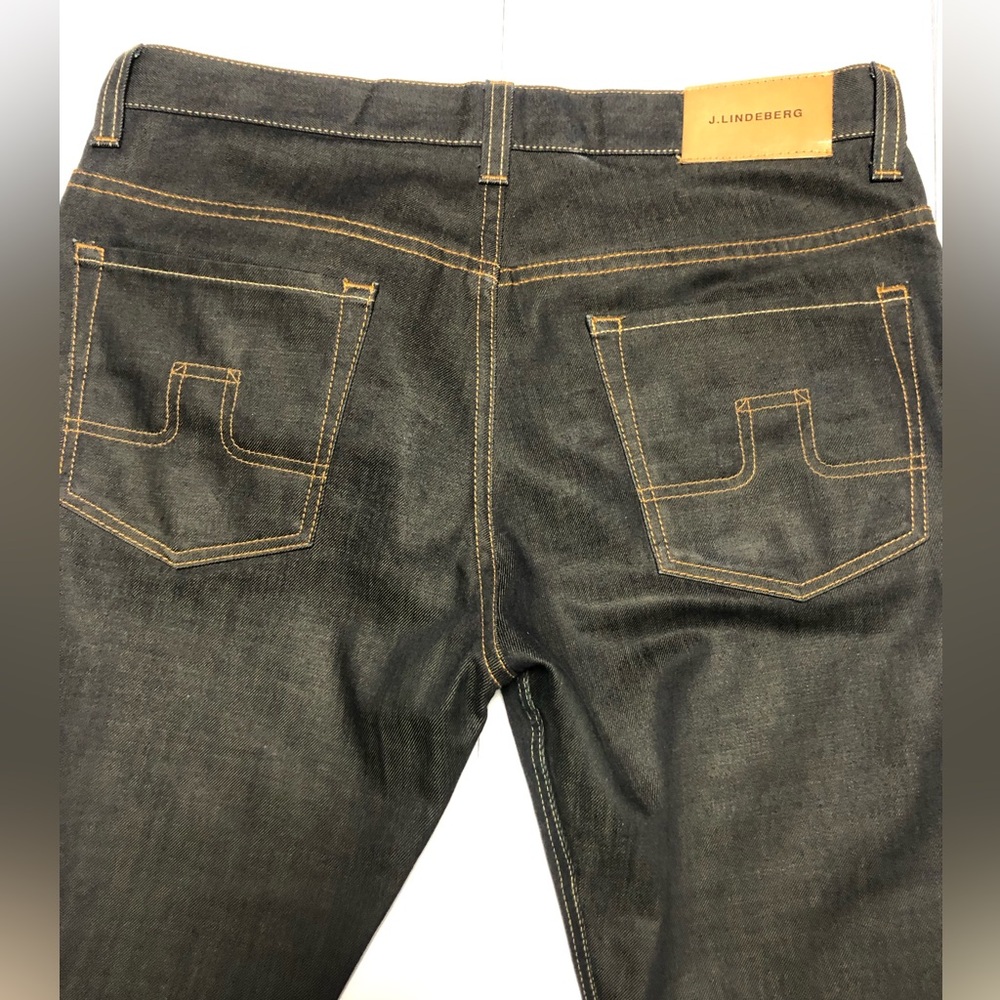J. Lindeberg raw Dark Denim Straight Jeans